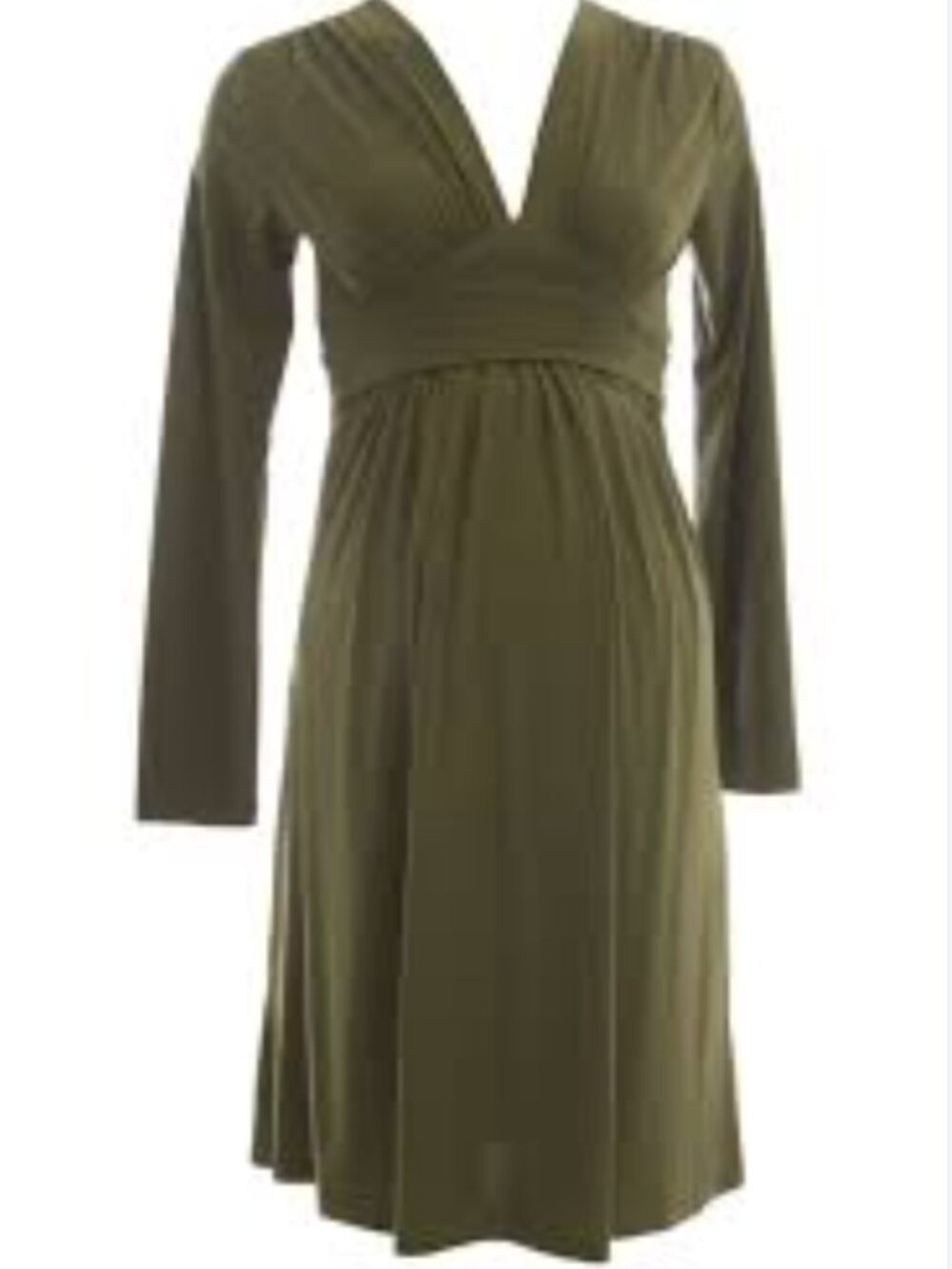 NWT OLIAN Maternity Women's Sash Tie Midi Dress X-Small Olive Green